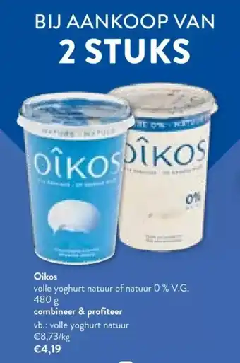 OKay Oikos volle yoghurt natuur of natuur 0 % v.g. 480 g aanbieding