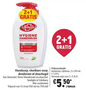 Delhaize Handzeep, vloeibare zeep, deodorant of douchegel aanbieding