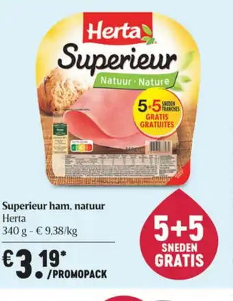 Delhaize Herta Superieur ham, natuur aanbieding