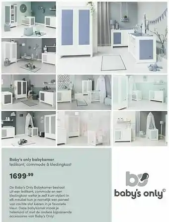 Baby & Tiener Baby’s only babykamer ledikant, commode + kledingkast aanbieding