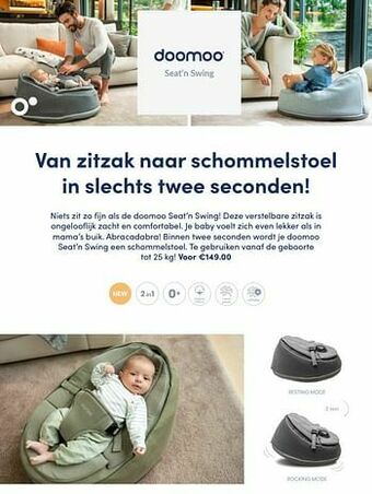 Baby & Tiener Doomoo seat’n swing aanbieding