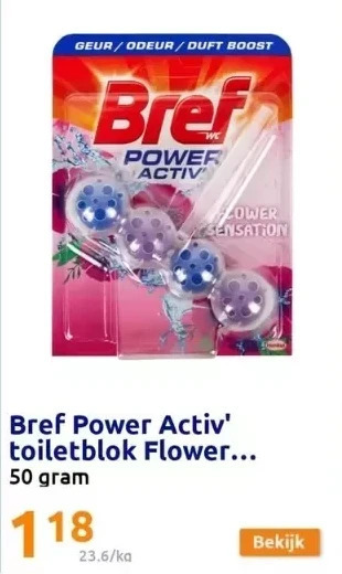 Action Bref power activ' toiletblok flower sensation aanbieding
