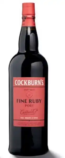 Colruyt Cockburn's fine ruby port 19 % vol 75 cl + 33 % gratis 1 l aanbieding