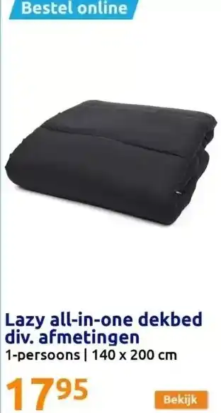 Action Lazy all-in-one dekbed 140 x 200 - zwart aanbieding
