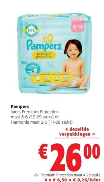 Colruyt Pampers luiers premium protection aanbieding