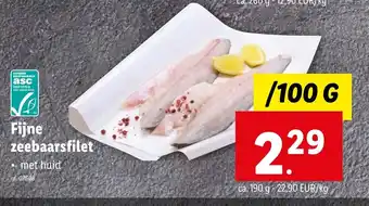 Lidl Fijne zeebaarsfilet 100g aanbieding