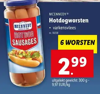 Lidl MCENNEDY Hotdogworsten aanbieding