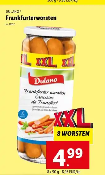 Lidl DULANO Frankfurterworsten aanbieding