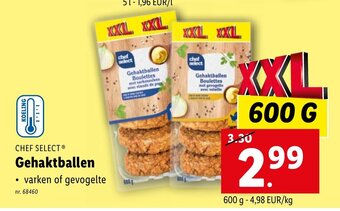 Lidl CHEF SELECT Gehaktballen 600g aanbieding