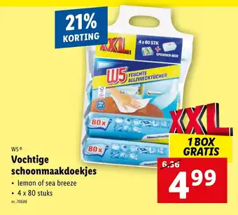 Lidl W5 Vochtige schoonmaakdoekjes aanbieding