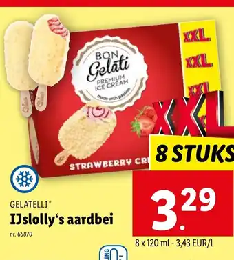 Lidl GELATELLI IJslolly's aardbei aanbieding