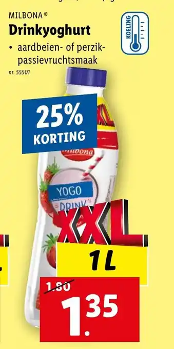 Lidl MILBONA Drinkyoghurt 1L aanbieding