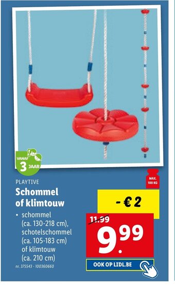 Lidl PLAYTIVE Schommel of klimtouw aanbieding