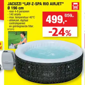 Hubo Jacuzzi Lay-Z-Spa Rio Airjet ø 196cm aanbieding