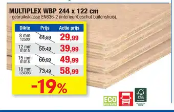 Hubo Multiplex WBP 244x122cm aanbieding
