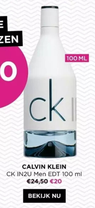 ICI PARIS XL CALVIN KLEIN CK IN2U Men EDT 100 ml aanbieding