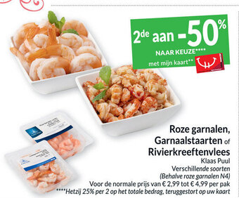 Roze garnalen, Garnaalstaarten of Rivierkreeftenvlees