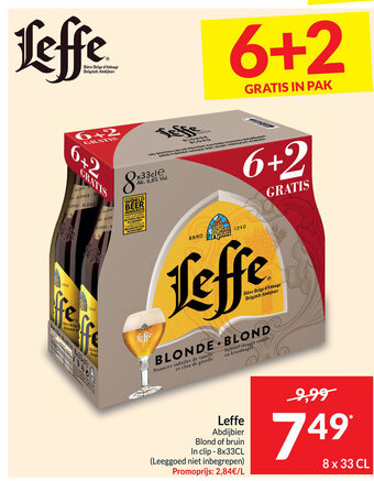 Intermarché Leffe Abdijbier Blond of bruin In clip - 8x33CL aanbieding