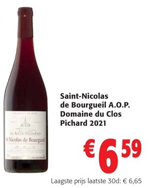Colruyt Saint-Nicolas de Bourgueil A.O.P. Domaine du Clos Pichard 2021 aanbieding