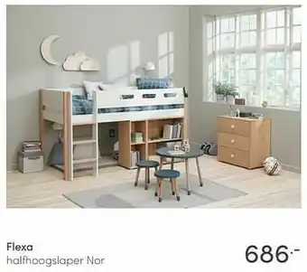 Baby & Tiener Flexa halfhoogslaper nor aanbieding