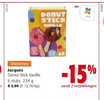 Colruyt Diepvries Jacques Donut Stick Vanille 6 stuks 234 g aanbieding
