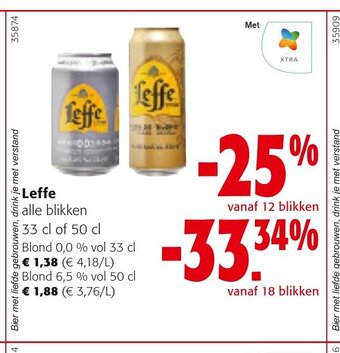 Colruyt Leffe alle blikken 33 cl of 50 cl aanbieding