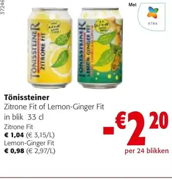 Colruyt Tönissteiner Zitrone Fit of Lemon-Ginger Fit in blik 33 cl aanbieding