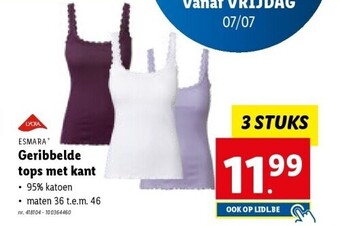 Lidl Geribbelde tops met kant aanbieding