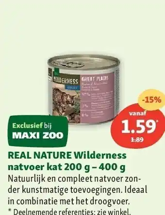 Maxi Zoo Real nature wilderness natvoer kat 200 g – 400 g aanbieding