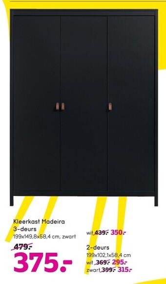 Leen Bakker Kleerkast madeira 3-deurs aanbieding