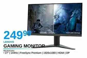 AUVA Lenovo gaming monitor 66c2gac1eu aanbieding