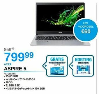 AUVA Acer aspire 5 nx.hzfeh.007 aanbieding