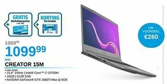 Msi creator 15m a10sd-405be