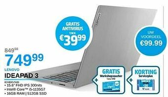 AUVA Lenovo ideapad 3 82h800v5mb aanbieding