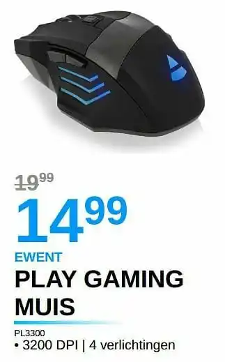 AUVA Ewent play gaming muis pl3300 aanbieding