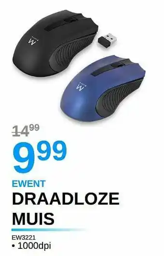 AUVA Ewent draadloze muis ew3221 aanbieding