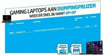 AUVA Acer aspire 7 15`` aanbieding