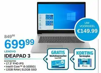 AUVA Lenovo ideapad 3 81wf004pmb aanbieding