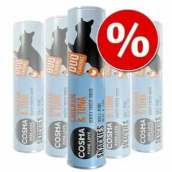 Zooplus 130g Snackies DUO 5 x Kippenborst & Tonijn Cosma Kattensnacks aanbieding