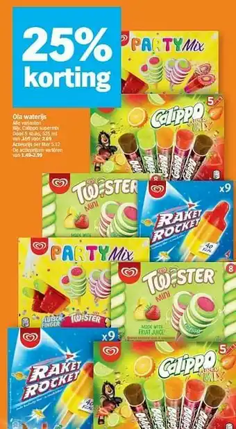 Albert Heijn Ola waterijs calippo supermix doos aanbieding