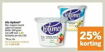 Albert Heijn Optimel magere kwark appel en kaneel beker aanbieding