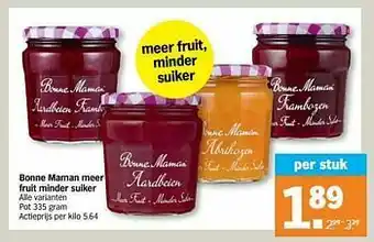 Albert Heijn Bonne maman meer fruit minder suiker aanbieding