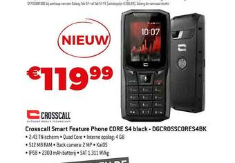 Exellent Crosscall Smart Feature Phone Core S4 Black- Dgcrosscores4bk aanbieding