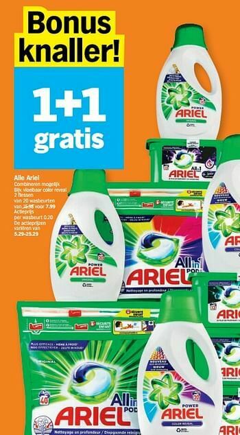 Ariel vloeibaar color reveal promotie bij Albert Heijn