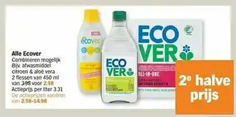 Albert Heijn Ecover afwasmiddel citroen + aloë vera aanbieding