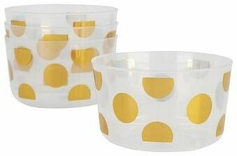 HEMA HEMA Plastic Bakjes Herbruikbaar - Ø11 Cm - Gouden Stippen - 4 Stuks aanbieding