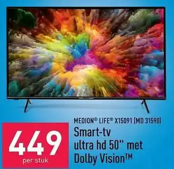 MEDION LIFE X15091 (MD 31590) Smart-tv ultra hd 50`` met 449 per stuk Dolby Vision