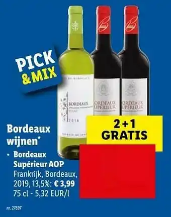 Lidl Bordeaux supérieur aop frankrijk, bordeaux aanbieding