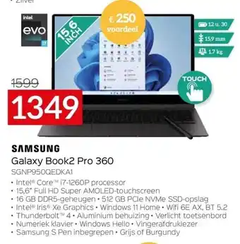 Selexion Galaxy book2 pro 360 sgnp950qedka1 aanbieding