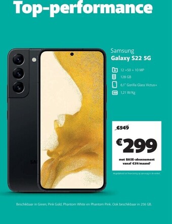 Base Samsung galaxy s22 5g aanbieding